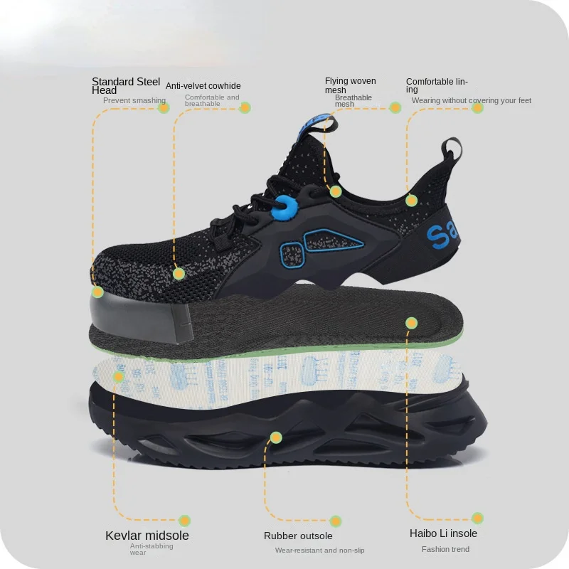 

WorkSafety Shoes Men Boots Women Steel Toe Cap Sport Snekers Puncture Proof Crash Proof Light Wear Resistant Industrial Quality
