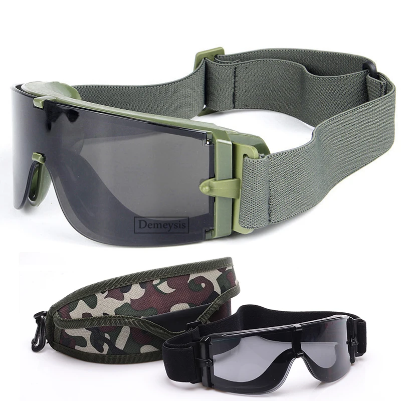 

Tactical Goggles with 3 Lens Hunting Paintball CS Games Mens Eyewear Outdoor Sport Windproof Desert Tactical Hiking Goggles