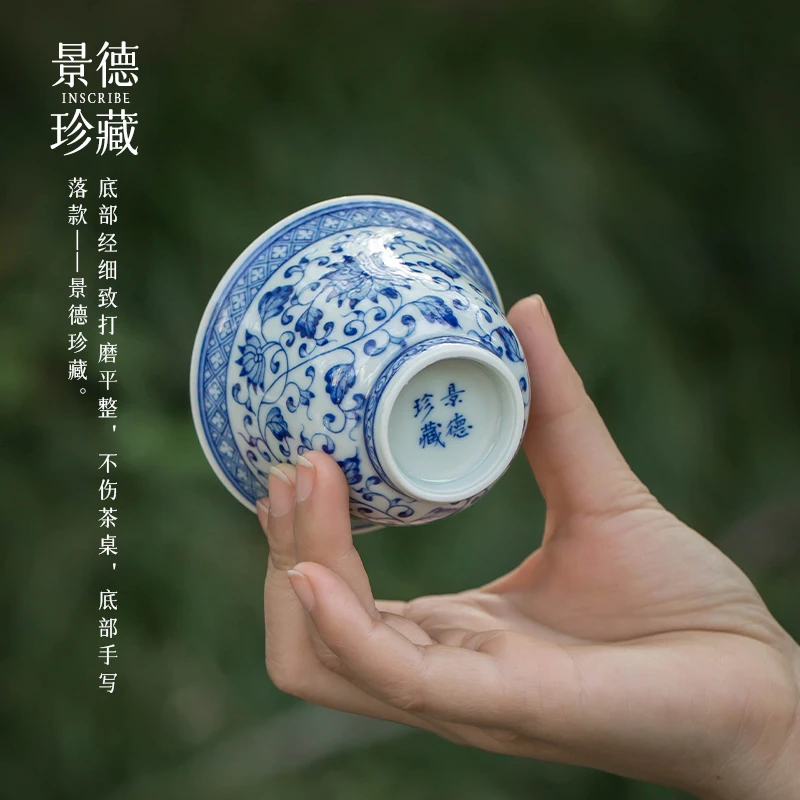 

Высококачественная фарфоровая чашка ручной работы, одинарная антикварная ручная роспись, сине-белая кружка из бамбукового волокна