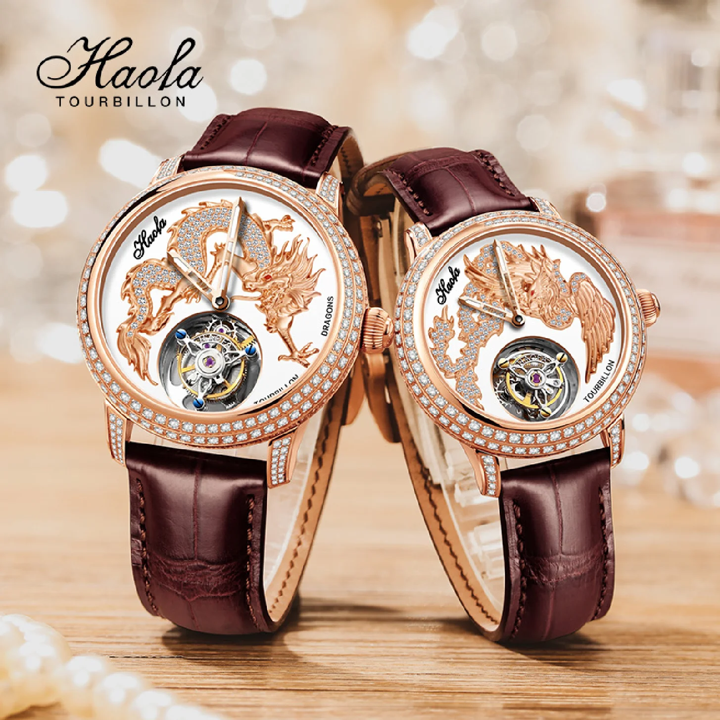 

Haofa Luxury Couple Tourbillon Movement Watch For Men Mechanical Sapphire Flying Lovers Tourbillon Ladies Mens Watch Fashion