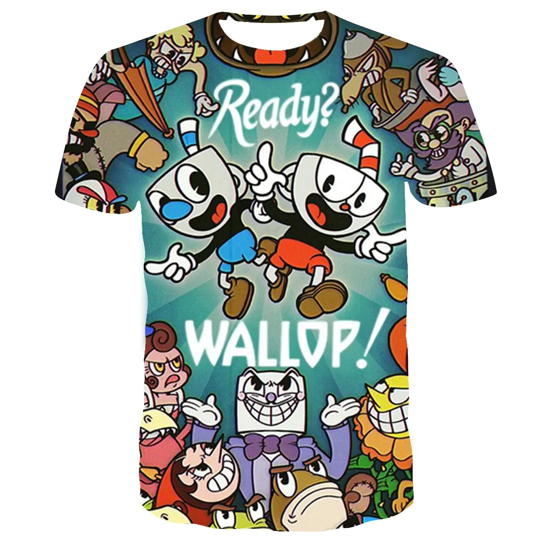 

Футболка Kawaii Hot Game Cuphead Mugman 3D, летняя модная детская Повседневная футболка для мальчиков и девочек, унисекс, футболка большого размера, детские топы