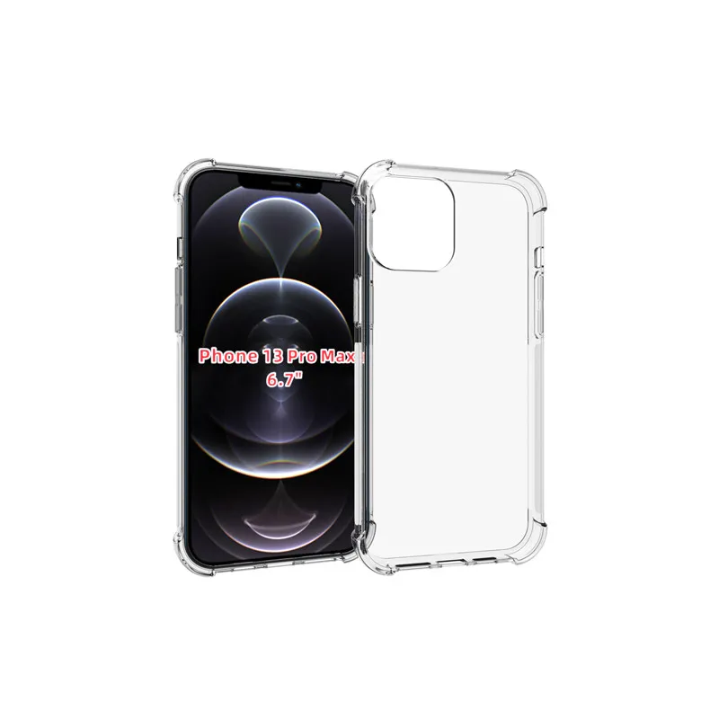 

Чехол для телефона iPhone 13 Pro Max 6,7 прозрачный полноразмерный ТПУ четырехугольный противоударный силиконовый защитный мягкий чехол