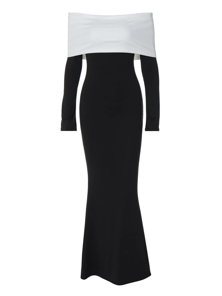 Женское длинное платье с длинным рукавом Absobe элегантное облегающее макси