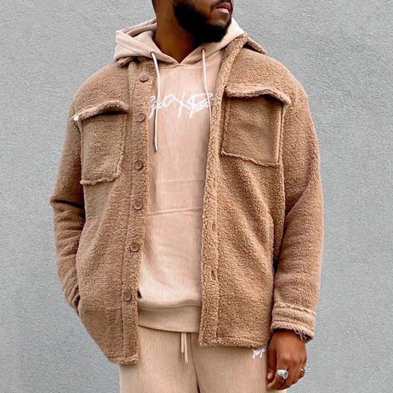 Новое поступление 2022 куртки мужские зимние модные однотонные флисовые пальто