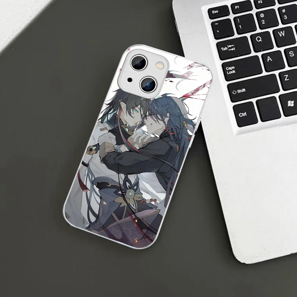 H-Honaki B-Blade x Dan Heng Phone Case For iPhone 14 13 12 Mini 11 Pro XS Max X XR Plus Tempered Glass Cover