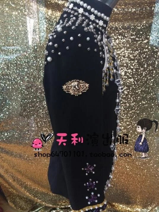 

Hot Man Brand Hip Hop Beading Jacket Nightclub Male singer Fashion stage costume Mens New Performance Luxury handwork jackets