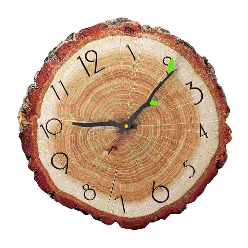 

Clock Wall Hanging Decorative Ring Silent Round Tree Non Ticking Kitchen Rustic Farmhouse Wood Annual Mounted Retro Oversized