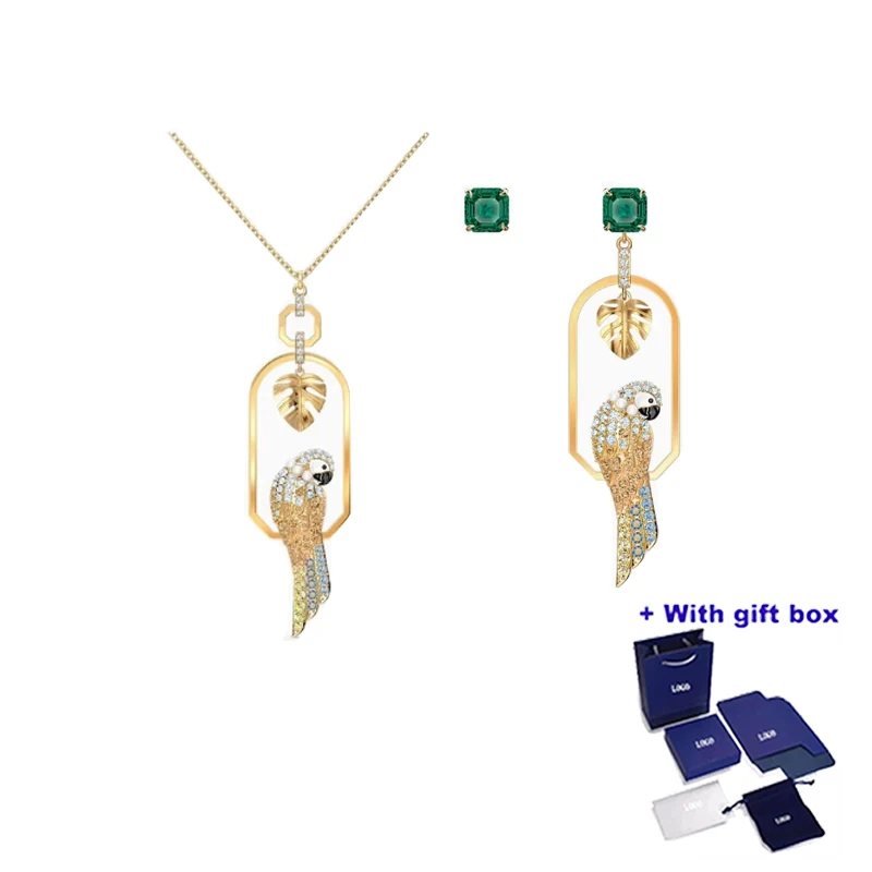 

Модная трендовая коллекция SWA, ожерелье и серьги в виде попугая из тропических лесов, ювелирный набор, придайте вашему стилю, идеальный праздничный подарок,