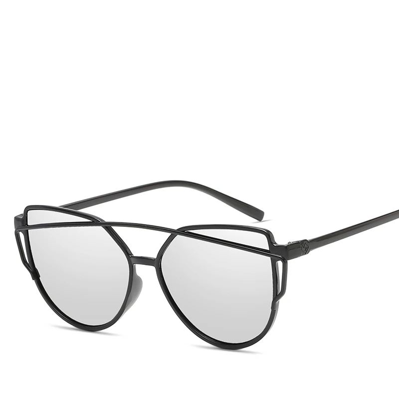 Fashion Brand Cat Eye Sunglasses Women Twin-Beams Sun glasses Female Retro Coating Mirror Glasses Flat Panel Lens | Аксессуары для