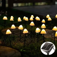 outdoor led garland solar lights mushroom waterproof landscape christmas string lamp for lawn garden patio street decoration