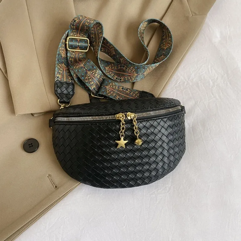 Поясная Сумка из искусственной кожи для женщин стильная плетеная сумочка на пояс