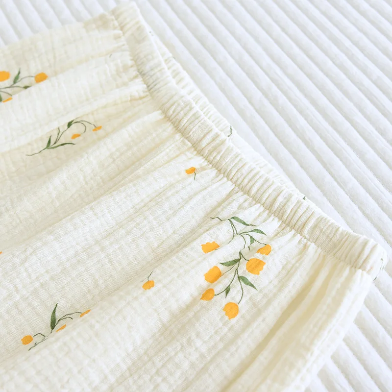 Pajamas Women Summer Short-sleeved Trousers Sleepwear Thin Three-piece Loungewear Cotton Home Service Comfortable and Soft Suit