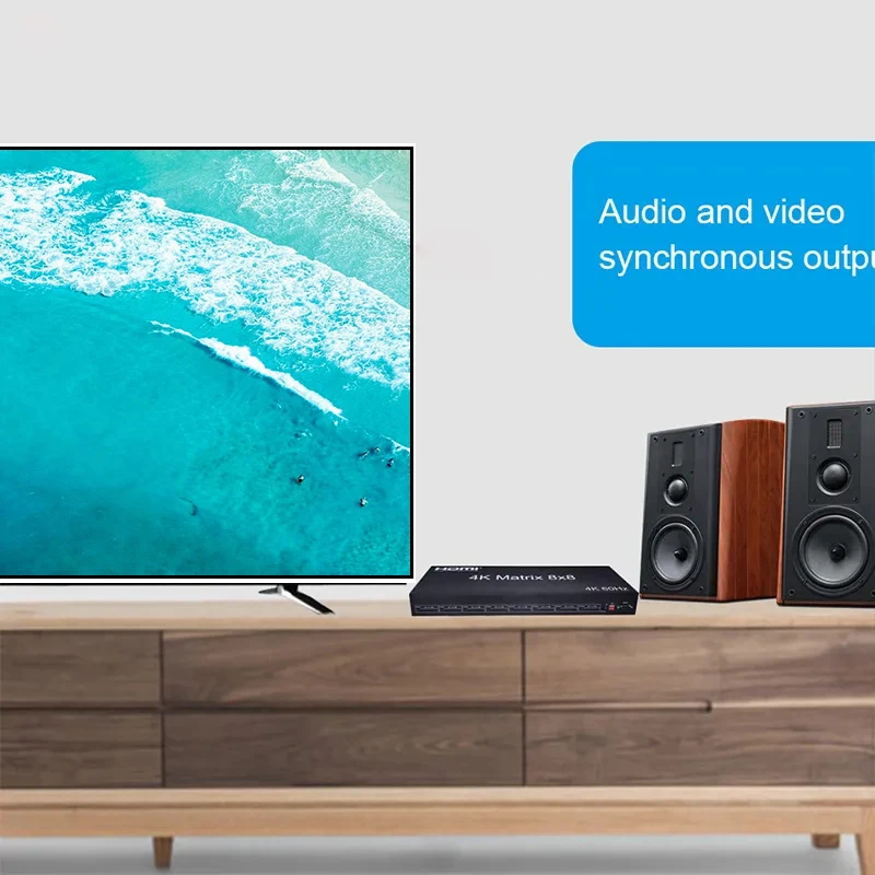 Фото Матричный коммутатор 18 Гбит/с 4k HDMI 2,0 разделитель 8X8 HDMI матричный коммутатор разделитель 8 в 8 выход с ИК RS232 EDID для монитора компьютера №5