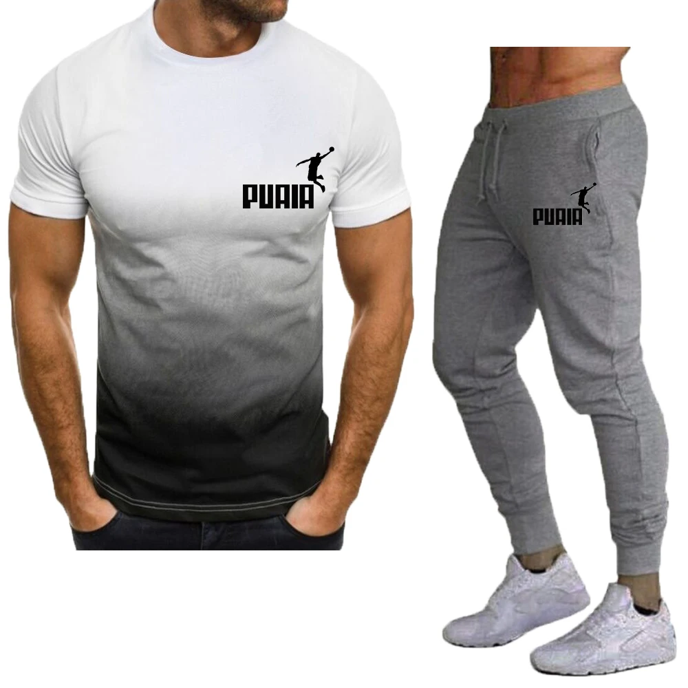 Summer Tracksuit Sets 2023 Casual Sport Suit T-shirt Tracksuit 2 Piece Set Sportswear Breathable O-neck Street Clothing Sets
