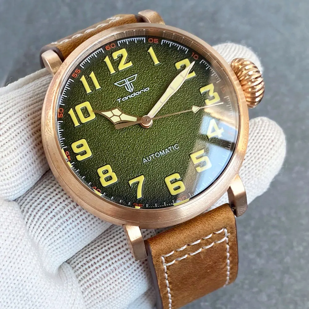 Круглый стальной ремешок Tandorio 47 мм с сапфировым стеклом