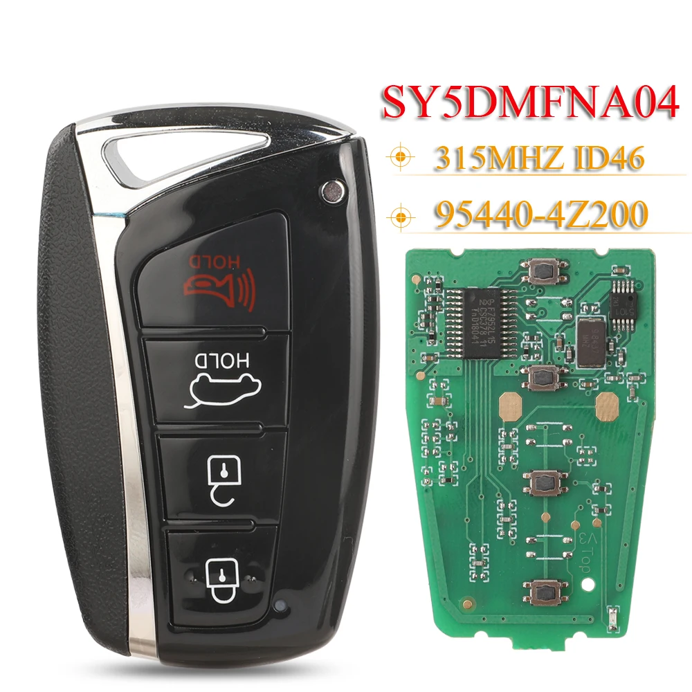 

jingyuqin 95440-4Z200 4 Buttons Remote Keyless Card 315MHZ ID46 For Hyundai Santa Fe 2013-2017 Genesis Smart Car Key SY5DMFNA04