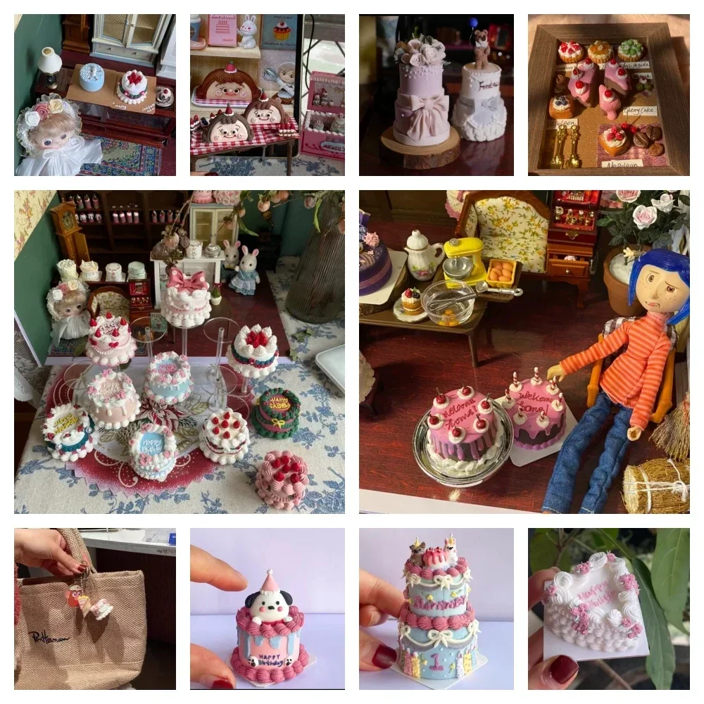 Кукольный дом мини-десерт глиняный торт винтажный с персонажем мультфильма