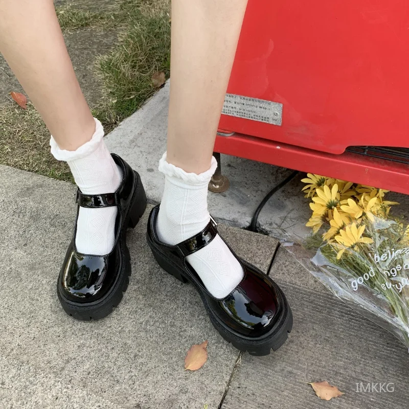 Women Mary Jane Shoes Woman Vintage Girls High Heel Platform Lolita Shoes Japanese Style College Student Shoes Big Size 43 Pumps