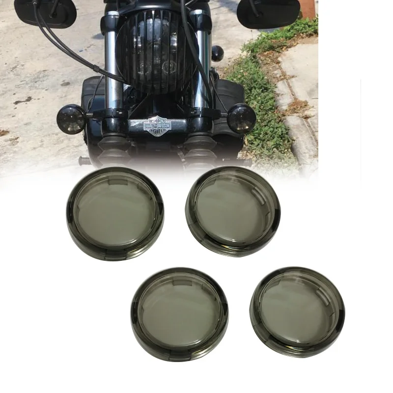 

4PCS Smoke Clear Red Amber Bullet LED Turn Signals LENS Cover For Harley Sportster Dyna Street Glide Fat Boy Softail Road King