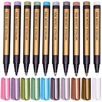 10 pcsset waterproof art marker set colorful metallic markers for stones colored paint marker for card making rock painting