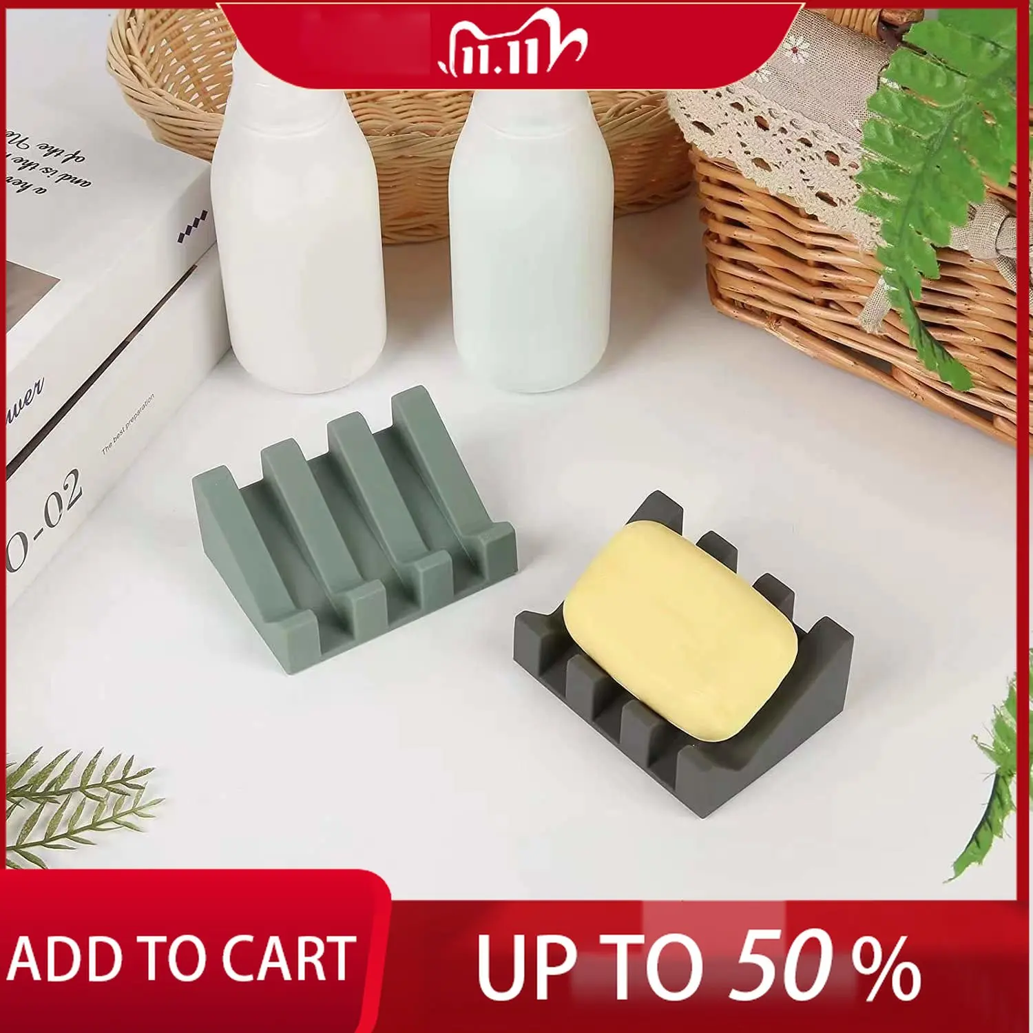 

Self Draining Soap Dish Holder Silicone Waterfall Bar Soap Tray for Bathroom Kitchen Countertop Soap Rack