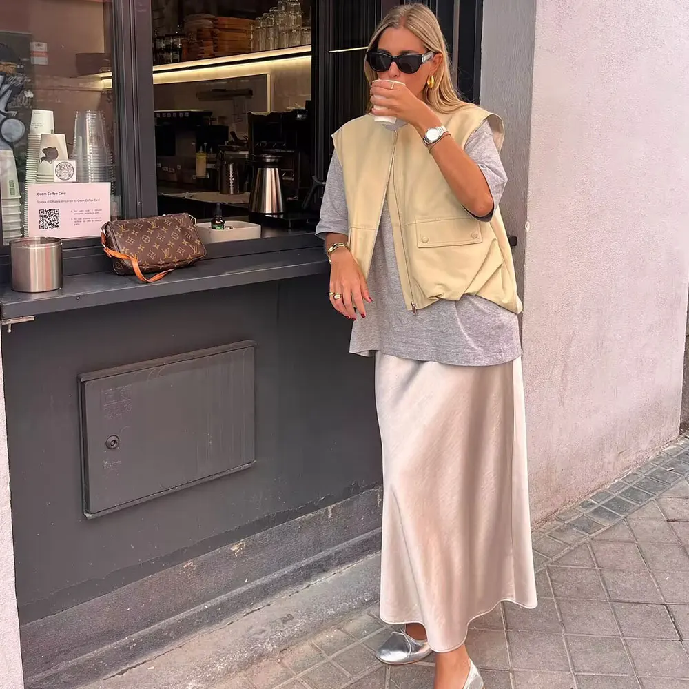 Модный женский Свободный жилет DUOPERI без рукавов с круглым вырезом женские