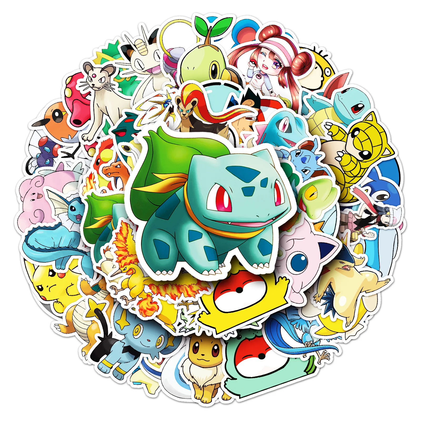 

New 50 Pokemon Pikachu Cartoon Anime Graffiti Stickers Decor Laptop Luggage Water Glass Car Waterproof Stickers Children Gifts