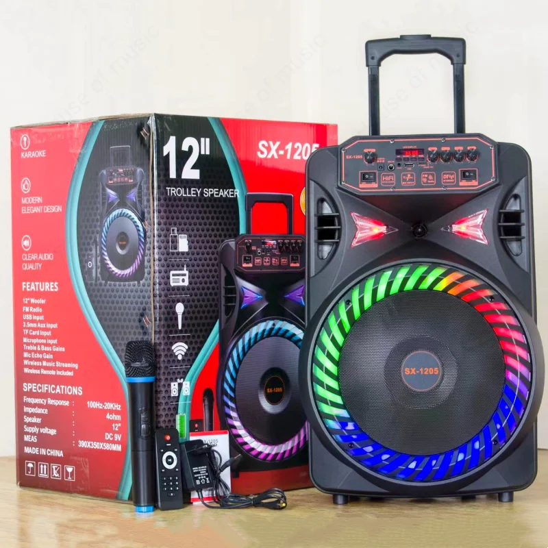 

2023 Explosive Models Portable Wireless Bluetooth Speakers 12 Inch Subwoofer Bass Outdoor Trolley Speaker Home KTV Speaker Syste