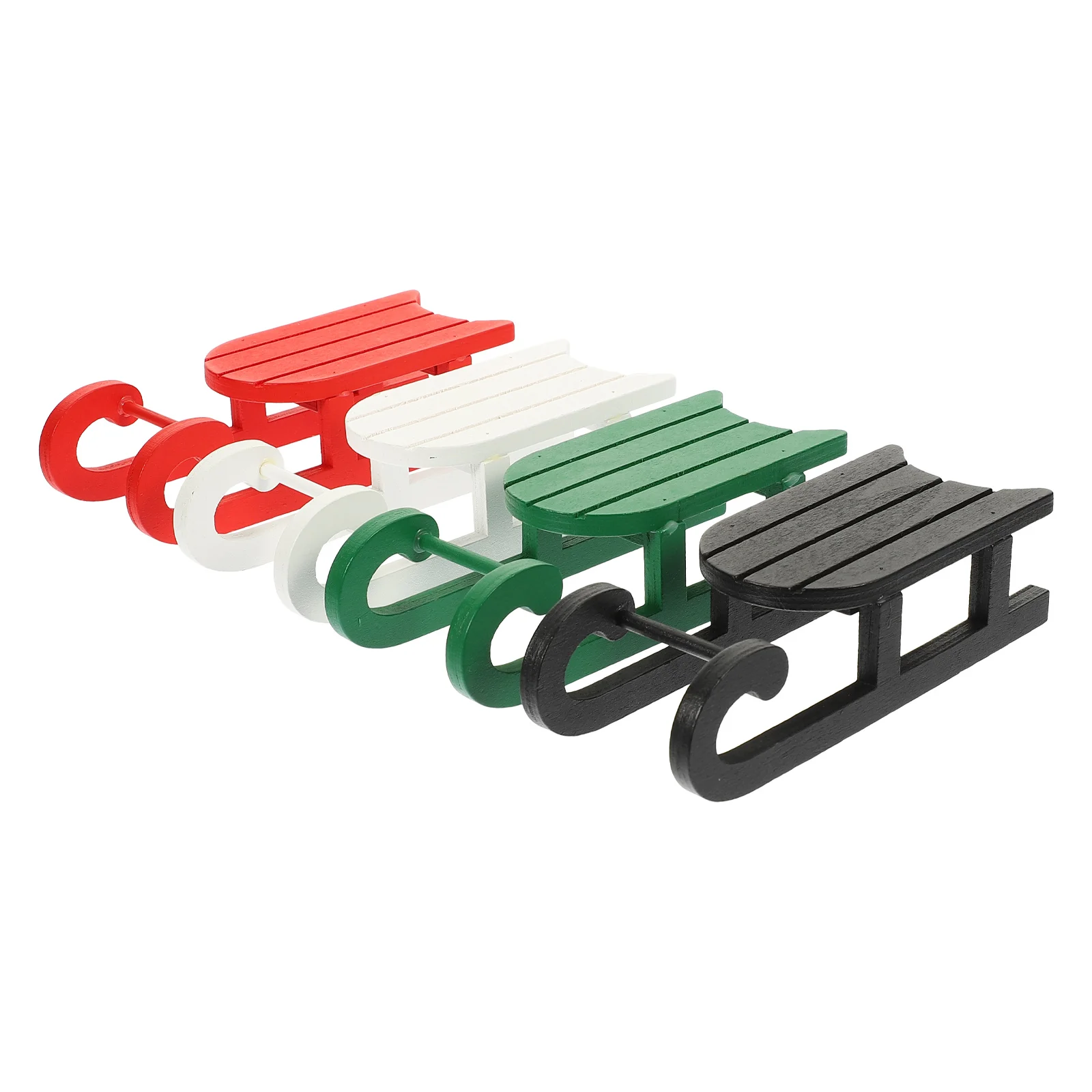 

4 Pcs Wooden Sled Pendant Ornament Christmas Adornment Sleigh Decorations Miniture Gift Tree