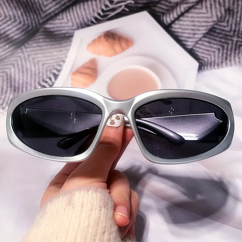 ins hot steampunk sunglasses for women new luxury brand silver mirror oval sun glasses men vintage hip hop punk eyewear shades free global shipping