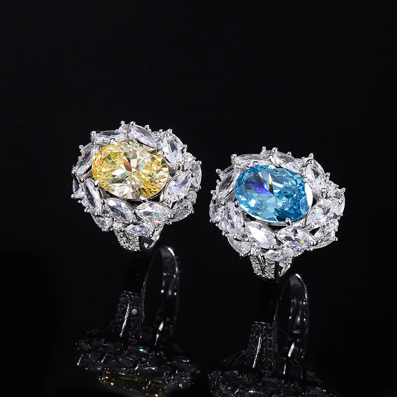

New fashion trend S925 silver inlaid 5A zircon colorful treasures aquamarine sapphire yellow diamond-shaped Bikou bracelet
