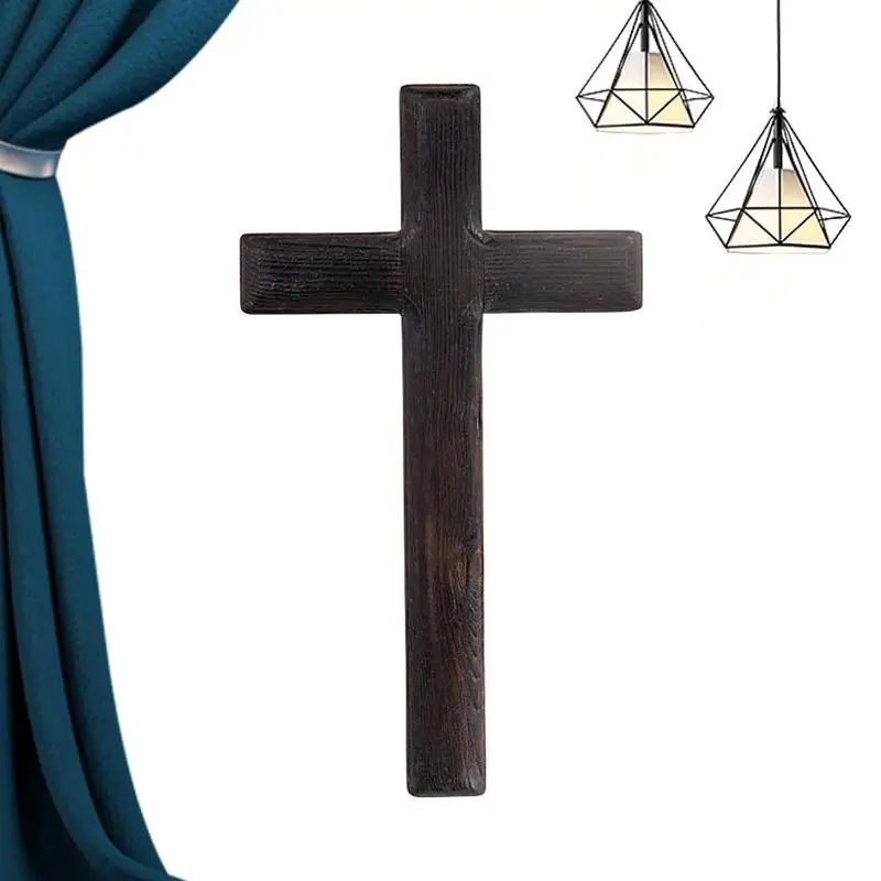 

Black Wooden Cross Wood Holding Clinging Cross For Bless Wall Mounted Wooden Cross Charcoal Effect Log Antique Black Pine Cross