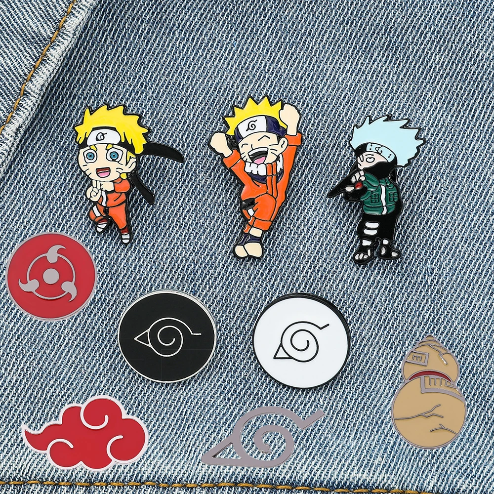 

NARUTO Cartoon Enamel Pins Anime Figures Uzumaki Naruto Sasuke Kakashi Fashion Men Brooch Women Jewelry Souvenir Gifts Bags Pins