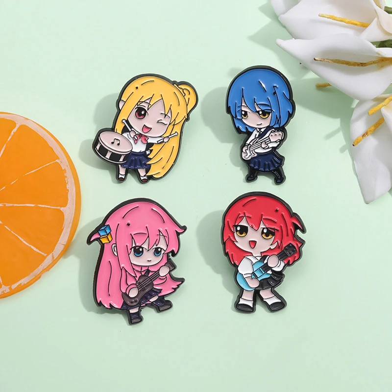 

Japan Anime BOCCHI THE ROCK! Enamel Pins Cartoon Guitar Instruments Brooches Clothes Backpack Lapel Badge Cute Comic Girls Pin