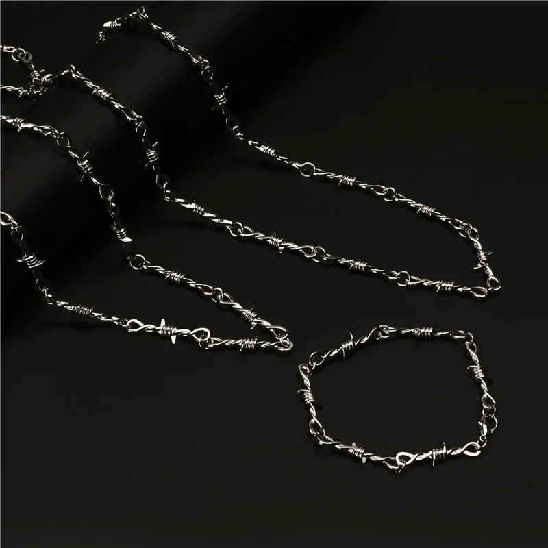 

Small wire Brambles Iron Unisex Choker Necklace Women Hip-hop Gothic Punk Style Barbed Wire Little thorns Chain Choker Gifts