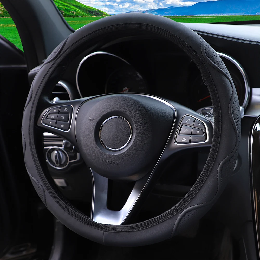 

Кожаный Чехол На Руль, Ручной Стерео Тиснение Без Внутреннего Кольца, Универсальный, Подходит Для Автомобильных Рулей 14