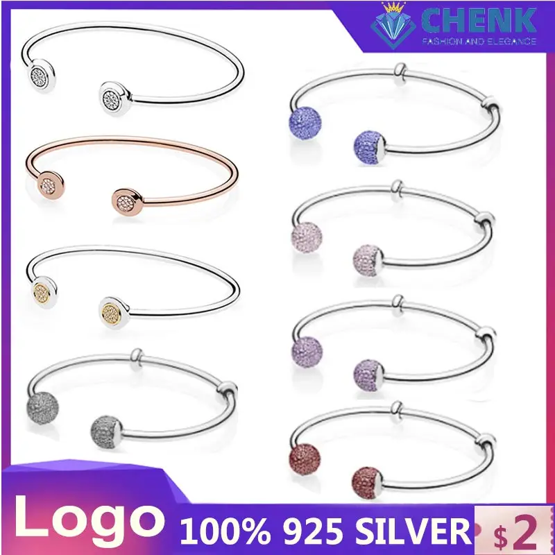 

Chenk 925 High Make-Wtih Logo Opening Silver Hard Bracelet For Jewelry Making Diy Stone For Momen Bangle