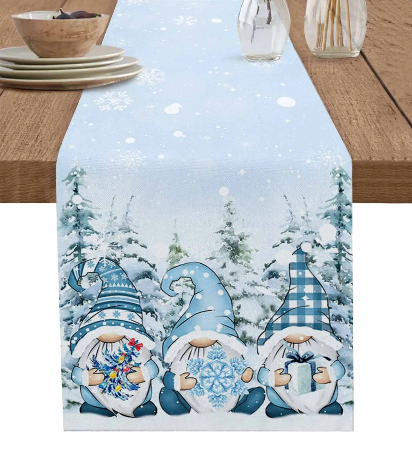 

Christmas Gnome Snowflake Snow Farm Table Runner Christmas Dining Table Decor Linen Table Runners Wedding Decor Table Cloth