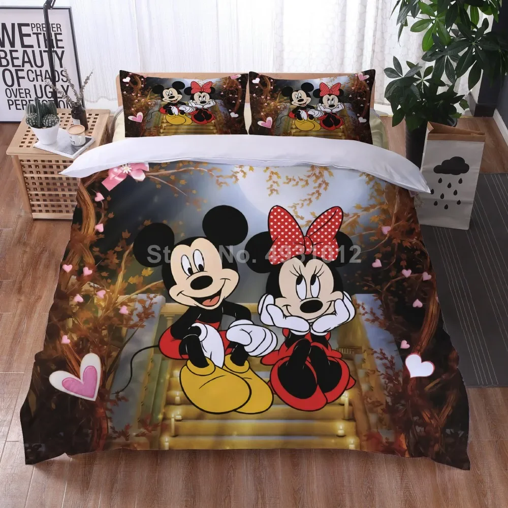 Комплект постельного белья с героями мультфильмов Микки и Минни Маус милая