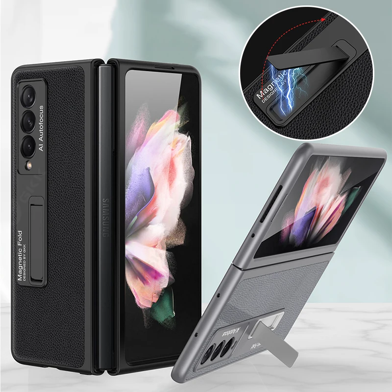 

GKK Original For Samsung Galaxy Z Fold 3 2 5G Case Luxury Leather Magnetic Stand Protection Cover For Samsung Z Fold 3 2 5G Case
