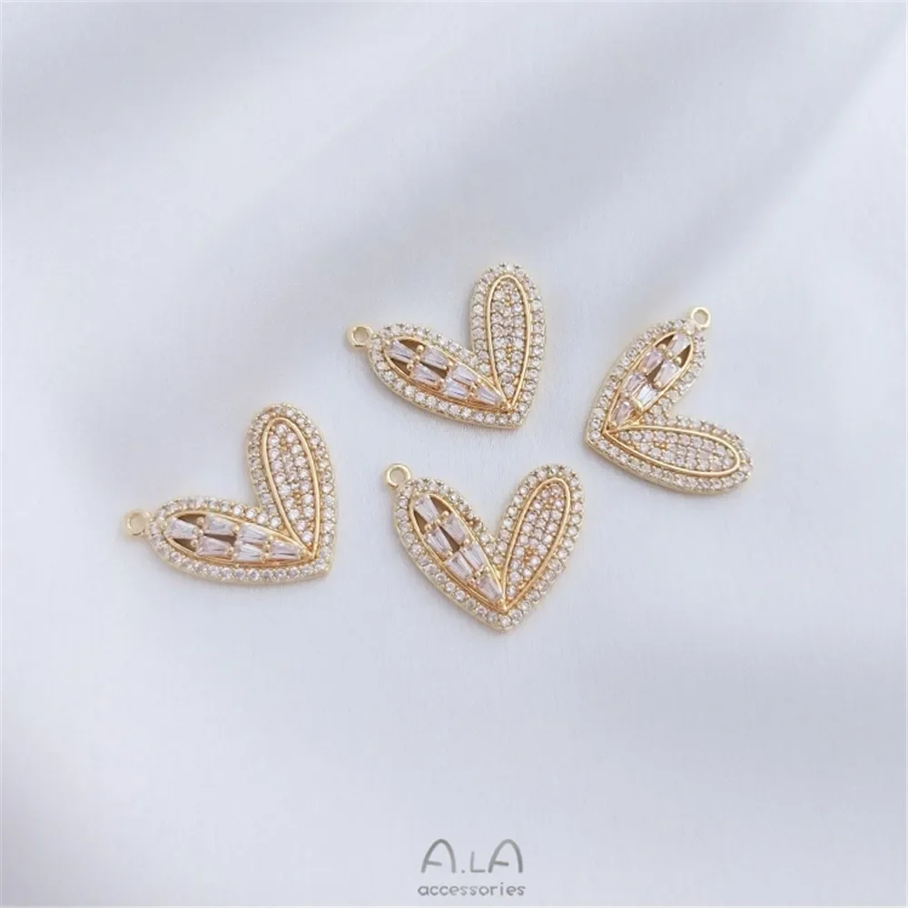 14 К позолоченный микроинкрустация цирконом T квадратный цирконий персиковое