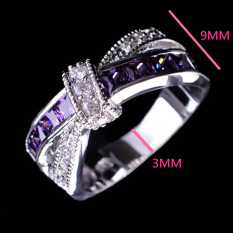 

Milangirl 3 Colors Cross Ring Zircon Bow Ring Exquisite Prom Ring High Quality Jewelry Party Show Ring Elegant Accessories
