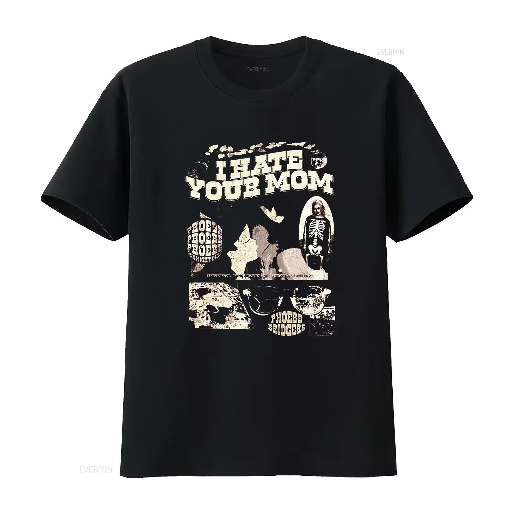 Фото Футболка Phoebe Bridgers на концертном туре I Hate Your Mom LLL249, винтажная, с эффектом потертости, универсальная дизайнерская одежда, повседневная, стильная, эластичная. №1