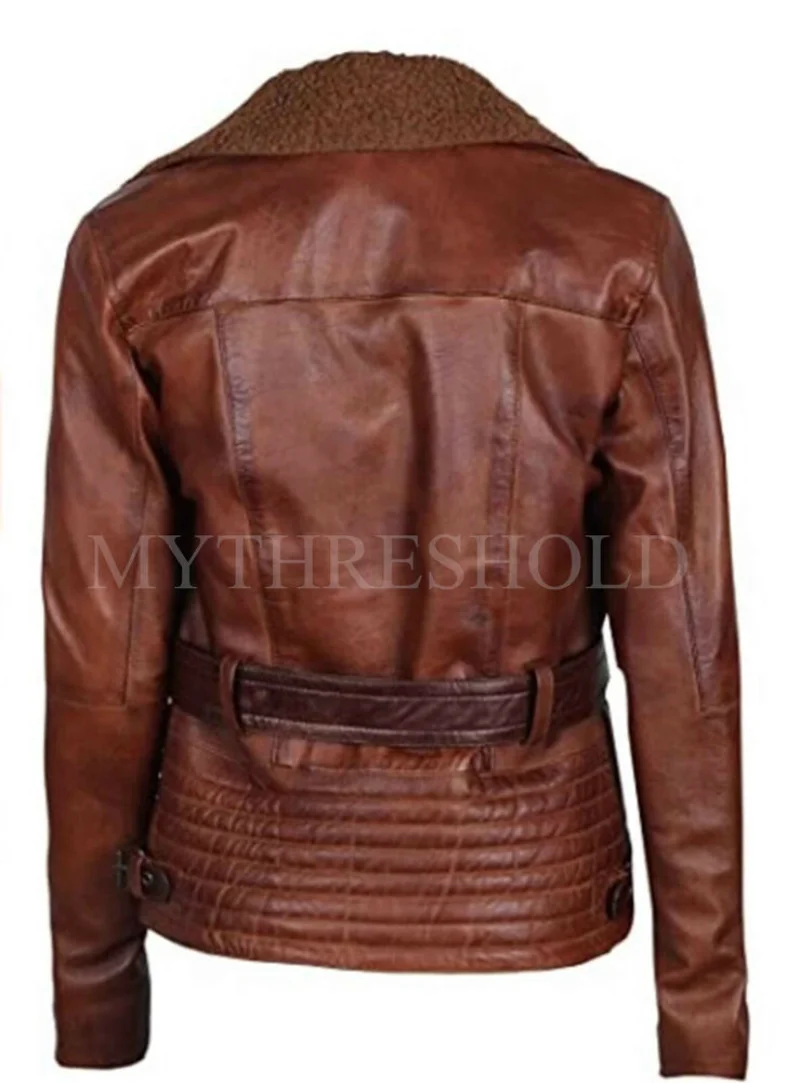 Women Brown Genuine Lambskin Soft Leather Motorcycle Slim Fit Biker Jacket Real Leather Coat