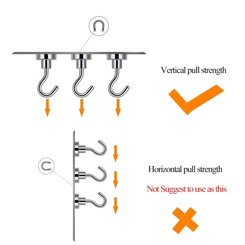 10 Pcs D20mm 25mm 32mm 36mm 40mm 42mm 46mm 48mm Magnetic Hooks Heavy Duty Wall Hooks Hanger Super Strong Neodymium Magnet Hooks