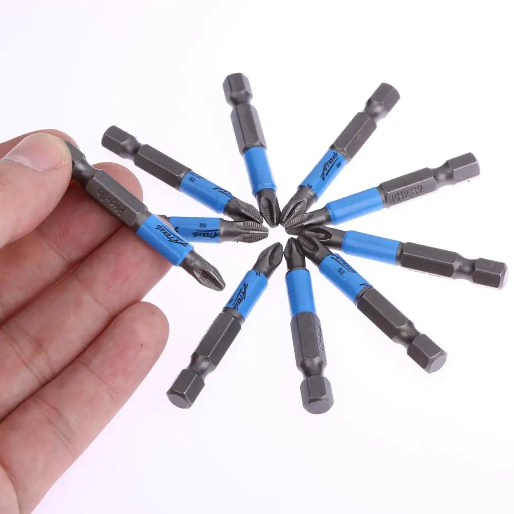 

10 шт., нескользящая Электрическая отвертка с шестигранным хвостовиком 1/4, Магнитная отвертка с одной головкой, дрель Ph2 50 мм с одной стороны