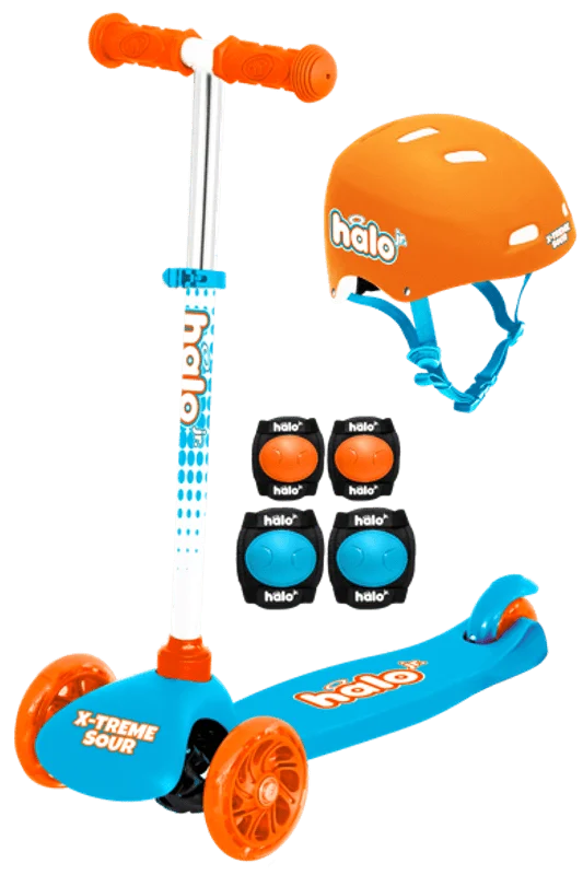 

Jr. 3 Wheel Scooter Combo - Xtreme Sour Orange Scooter, Helmet & Pad Sets - Unisex