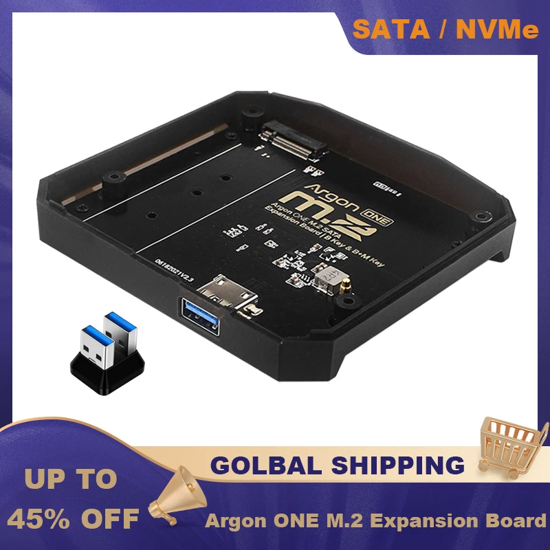 

Плата расширения Argon ONE M.2 USB 3,0 на M.2 SATA SSD NVME для Raspberry Pi 4 Argon ONE M.2 V2, алюминиевый корпус