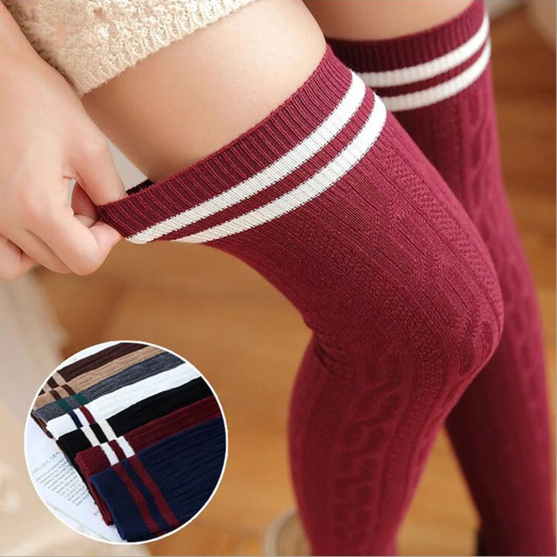 

New Fashion Winter Women's Long Cotton Stockings for Girls Ladies Autumn Stockings Women Thigh High Over The Knee Long Socks