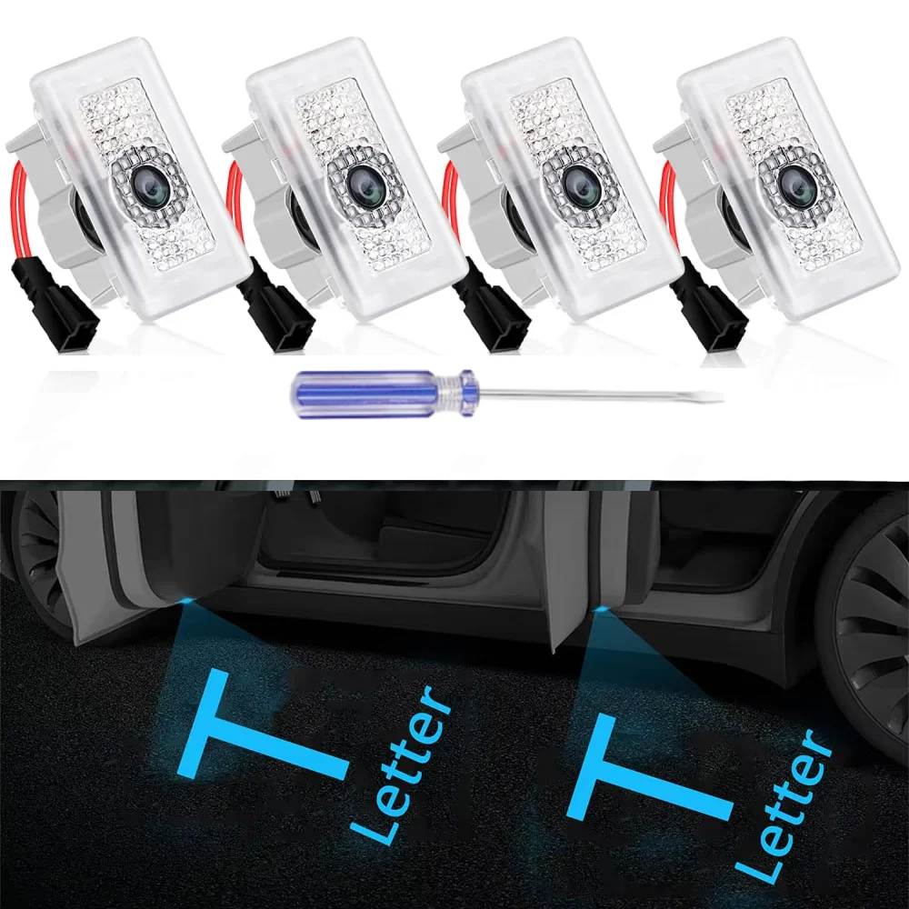 Для Tesla Welcome Door Puddle Light Model 3 X Y S 2015-2023 HD Светодиодная лампа Проектор Атмосфера 2024